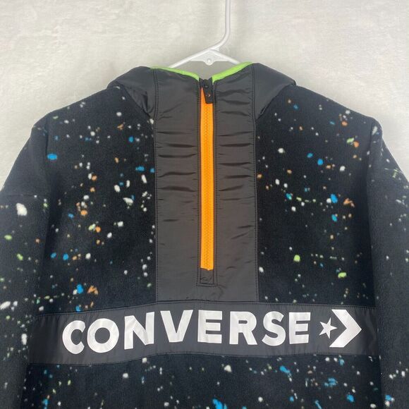 Converse Fleece Sweater Boys Youth Extra Large Black Pockets Hoodie Sweatshirt - Picture 3 of 8